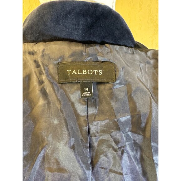 Talbots Womens Navy Blue Velvet Jacket Size 14 - Picture 3 of 9